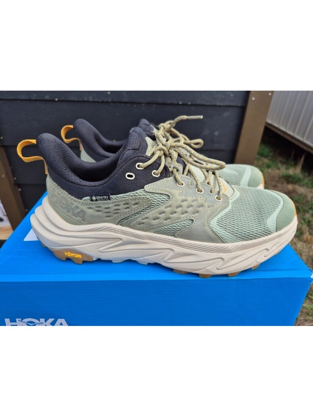 Hoka Anacapa 2 Low GTX Shoes Mens Size 8.5 Sea Moss Gore-Tex Vibram $180 Hiking